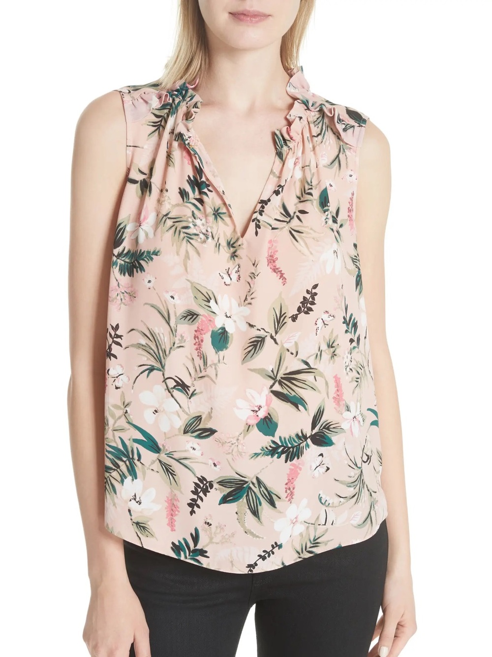 Kate Spade Swamped Botanical Ruffle Shell